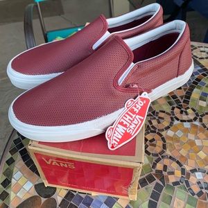 Burgundy slip on vans